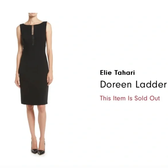 Elie Tahari Doreen Ladder Stitch-Inset Dress - Picture 1 of 5